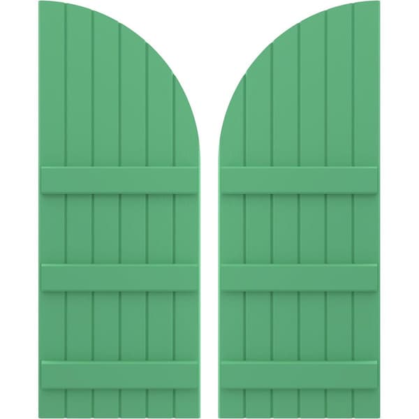 Ekena Millwork Americraft 6-Board (3 Batten) Wood Joined Board-n-Batten Shutters w/ Arch Top, ARW401BQ621X77LPH, PR ARW401BQ621X77LPH - main